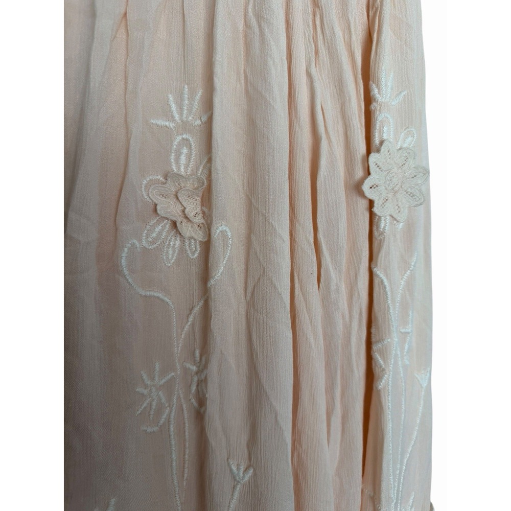 Free People Rosa 3D Floral Embroidered Maxi Dress Peach Women's Size Small - Picture 7 of 16